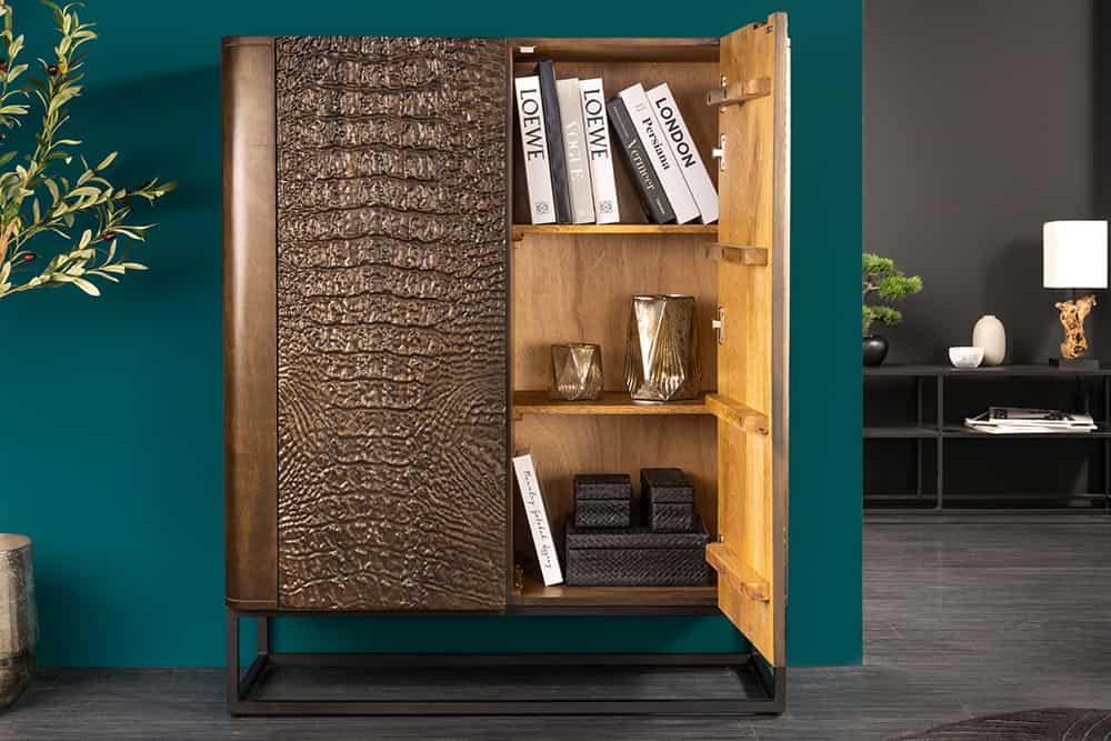 Komoda WYSOKA KROKODYL 120 CM BRĄZOWA / 44615  / INVICTA INTERIOR Invicta Interior