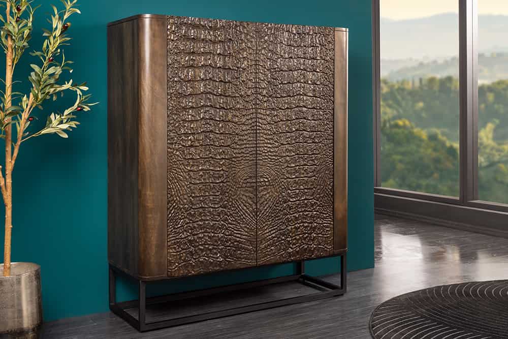 Komoda WYSOKA KROKODYL 120 CM BRĄZOWA / 44615  / INVICTA INTERIOR Invicta Interior