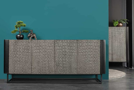 Komoda KROKODYL 177 CM SZARA / 44647  / INVICTA INTERIOR Invicta Interior