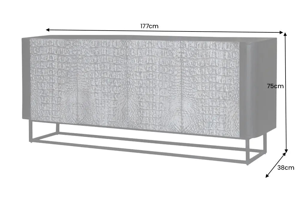 Komoda KROKODYL 177 CM SZARA / 44647  / INVICTA INTERIOR Invicta Interior