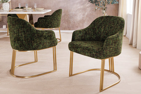 Krzesło Extravagancia zielone z podłokietnikami w stylu glamour – eleganckie i wygodne siedzisko do salonu, jadalni lub gabinetu