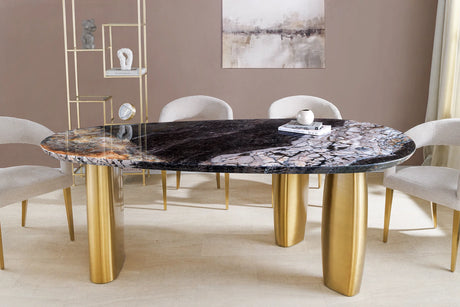 STÓŁ DO JADALNI ORGANIC 200 CM OPTYKA MARMUR / ZŁOTA PODSTAWA / 46205 / INVICTA INTERIOR