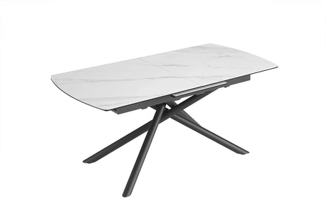Stół rozkładany z ceramicznym blatem i czarną metalową podstawą – nowoczesny design