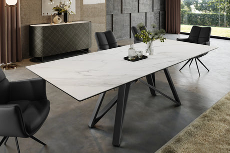 Nowoczesny rozkładany stół z ceramicznym blatem i metalową podstawą – elegancja i funkcjonalność do jadalni