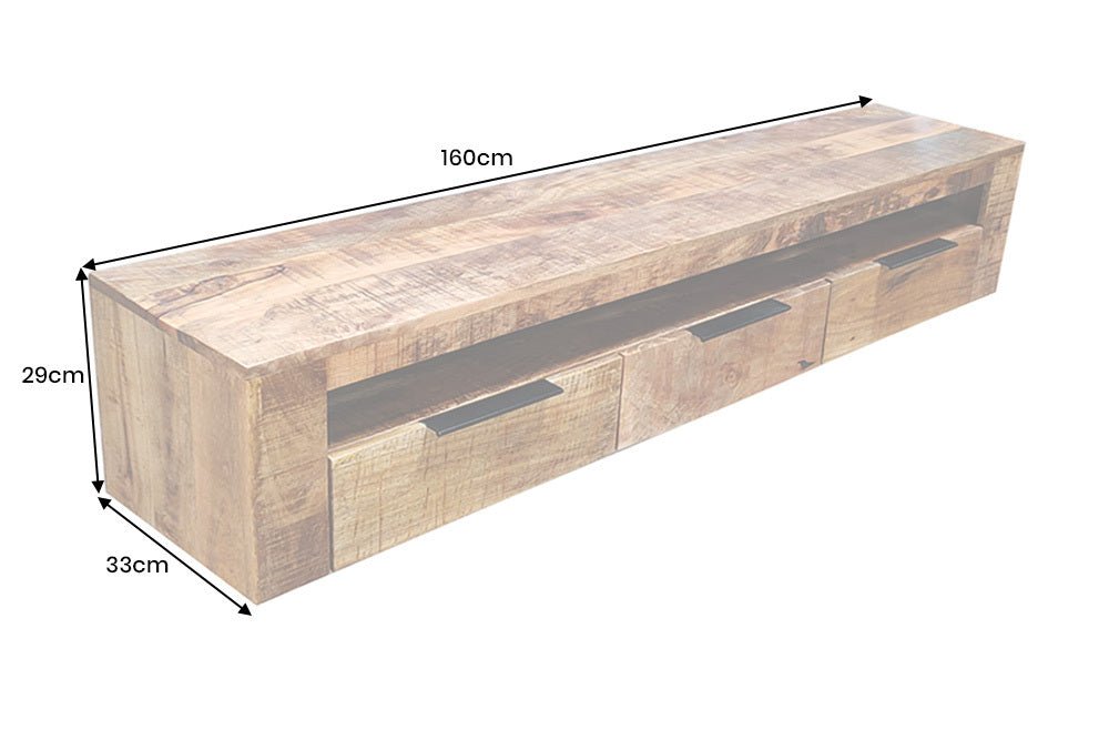SZAFKA RTV WISZĄCA IRON CRAFT 160 CM DREWNO MANGO / 46809 / INVICTA INTERIOR