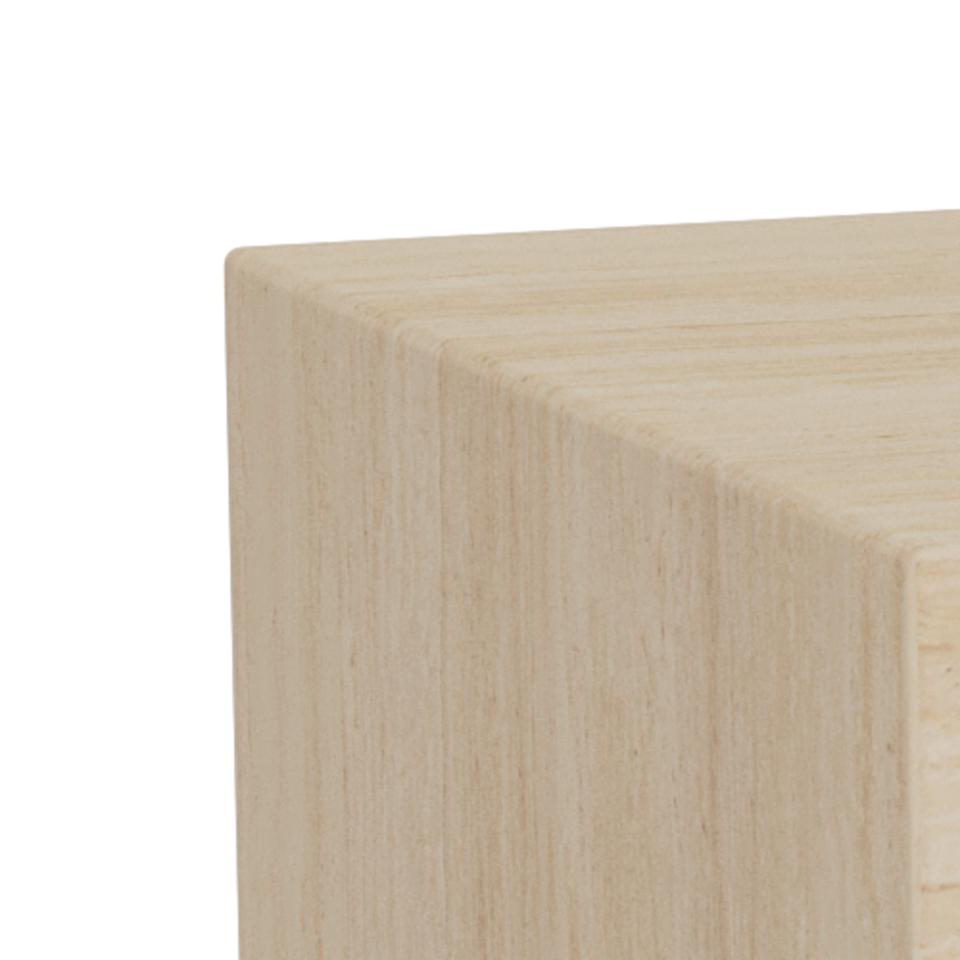 Krawędź prostokątnego stolika Dice z wykończeniem travertine