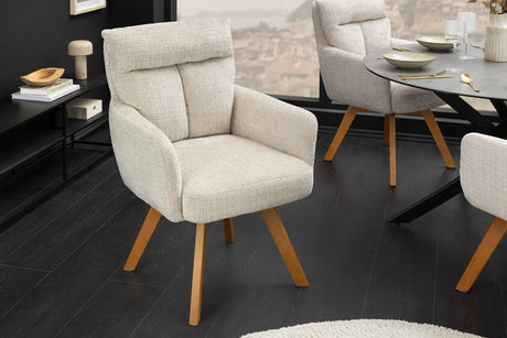 Krzesło obrotowe szenilowe z bukowymi nogami, sprężyny Bonell, obrót 360 stopni