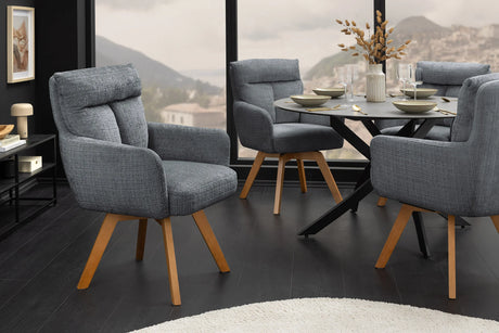 Krzesło obrotowe szenilowe z bukowymi nogami, sprężyny Bonell, obrót 360 stopni