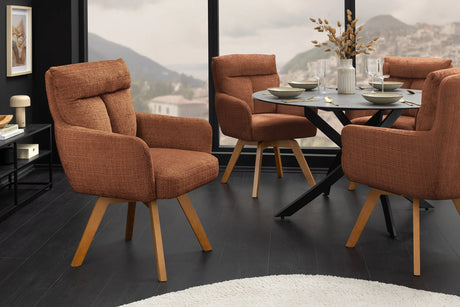 Krzesło obrotowe szenilowe z bukowymi nogami, sprężyny Bonell, obrót 360 stopni