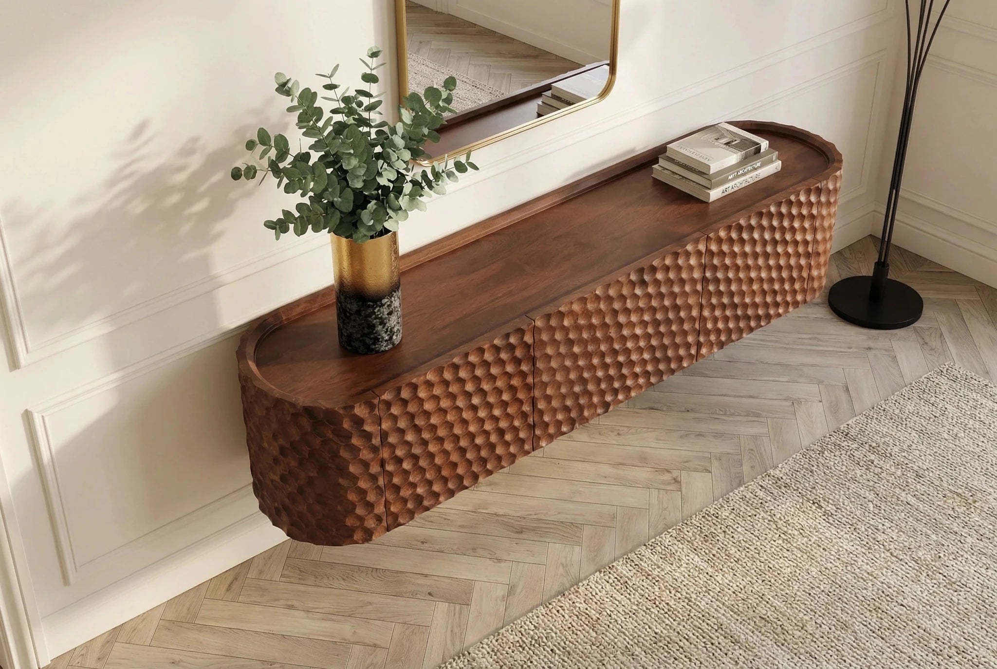 SZAFKA RTV WISZĄCA ADLON 160 CM / 3D MANGO BRĄZOWA / 47586
