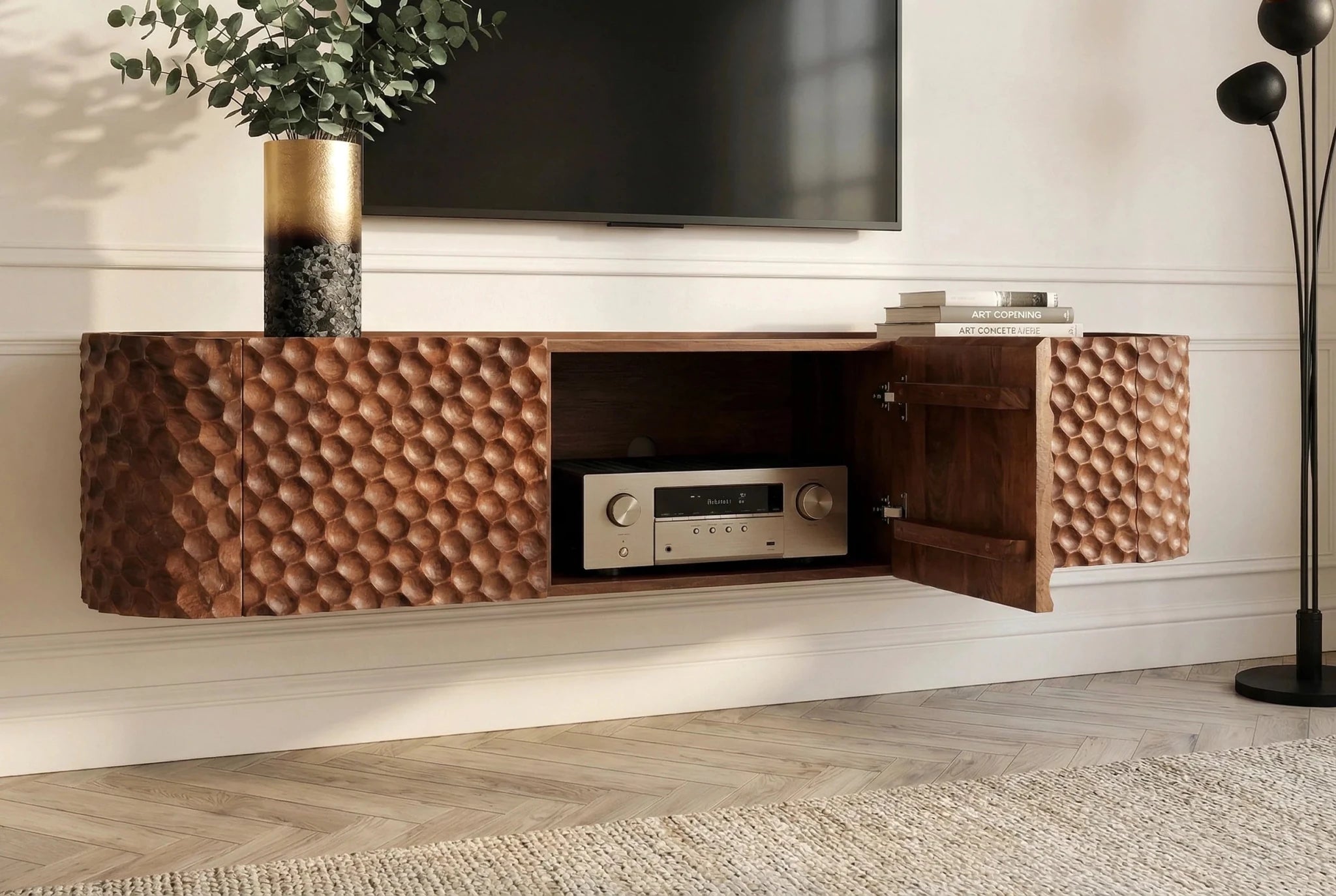 SZAFKA RTV WISZĄCA ADLON 160 CM / 3D MANGO BRĄZOWA / 47586