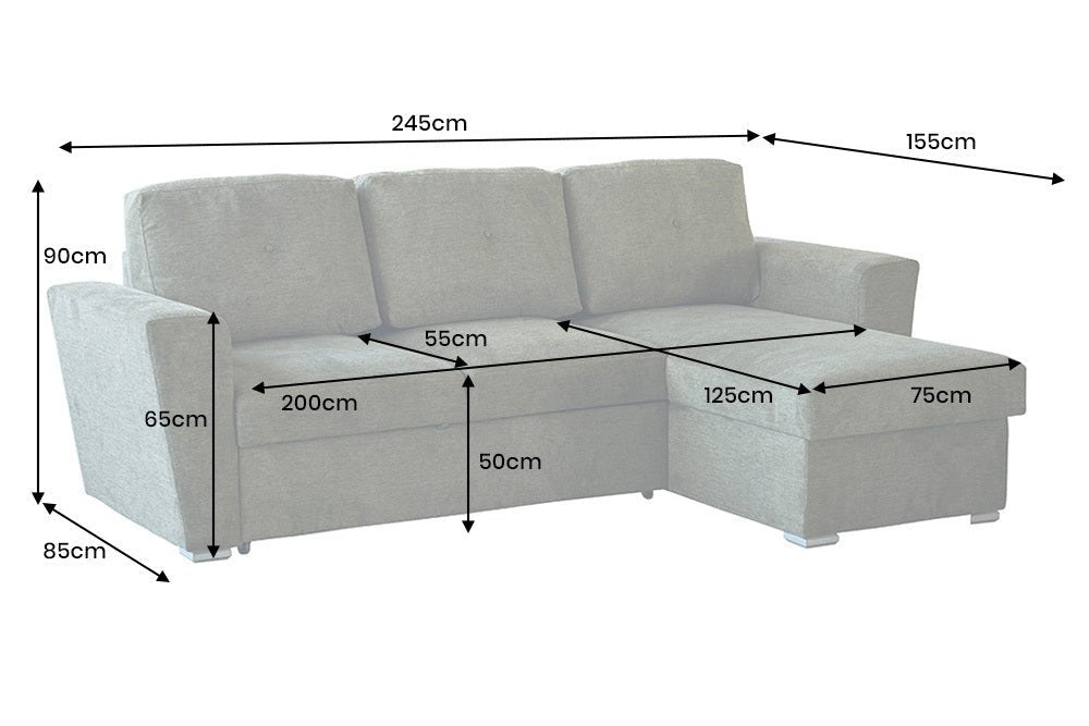Nowoczesna sofa 245 cm rozkładana do salonu ciemna zieleń, tkanina strukturalna