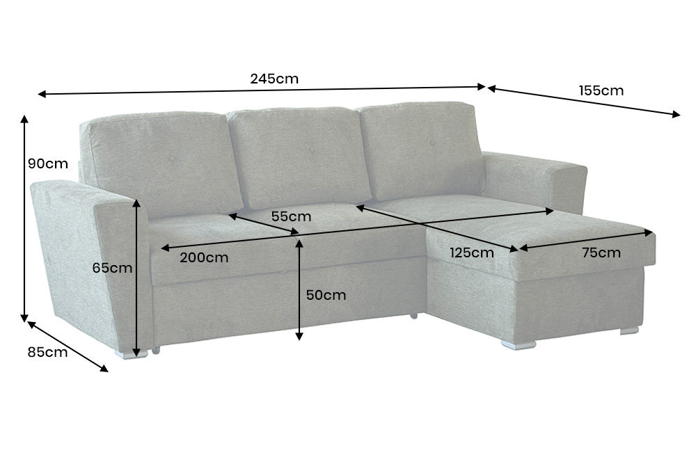 Narożnik APARTMENT 245 cm z pojemnikiem, funkcją spania i tapicerką 100% poliester