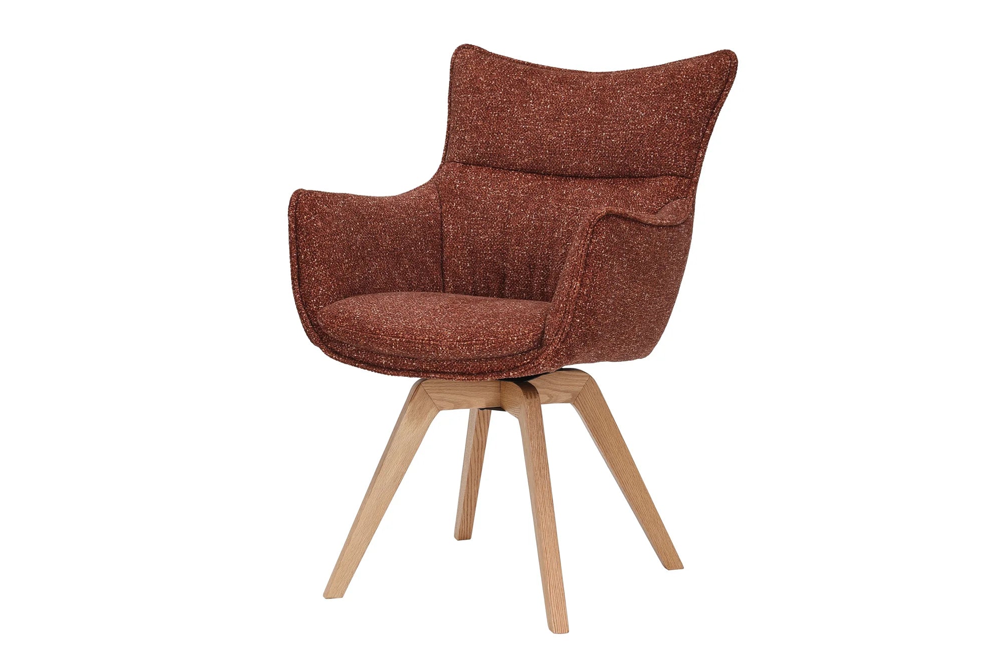 Krzesło obrotowe tapicerowane w tkaninie strukturalnej na dębowych nogach, stabilne, do jadalni i salonu