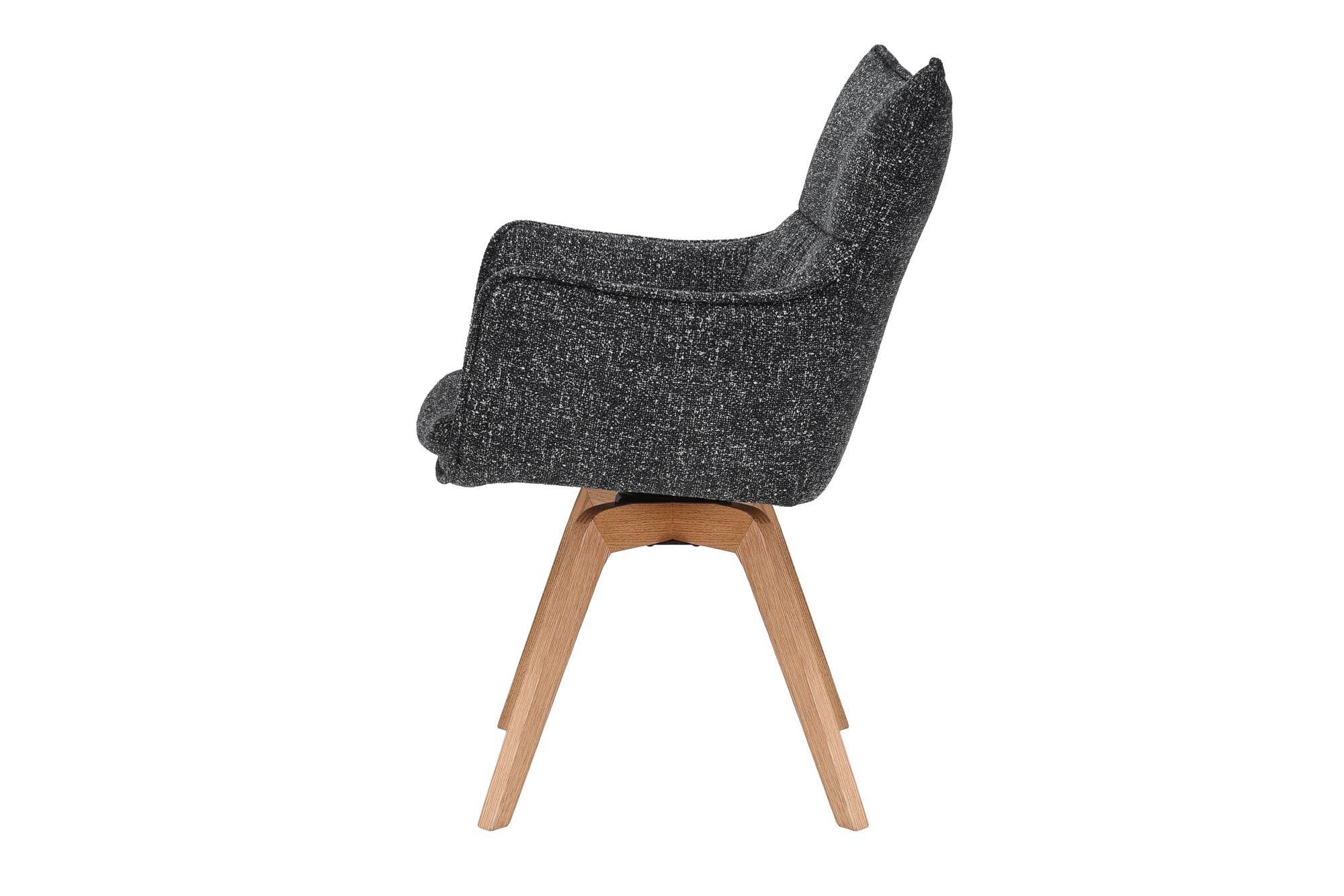 Krzesło obrotowe tapicerowane w tkaninie strukturalnej na dębowych nogach, stabilne, do jadalni i salonu