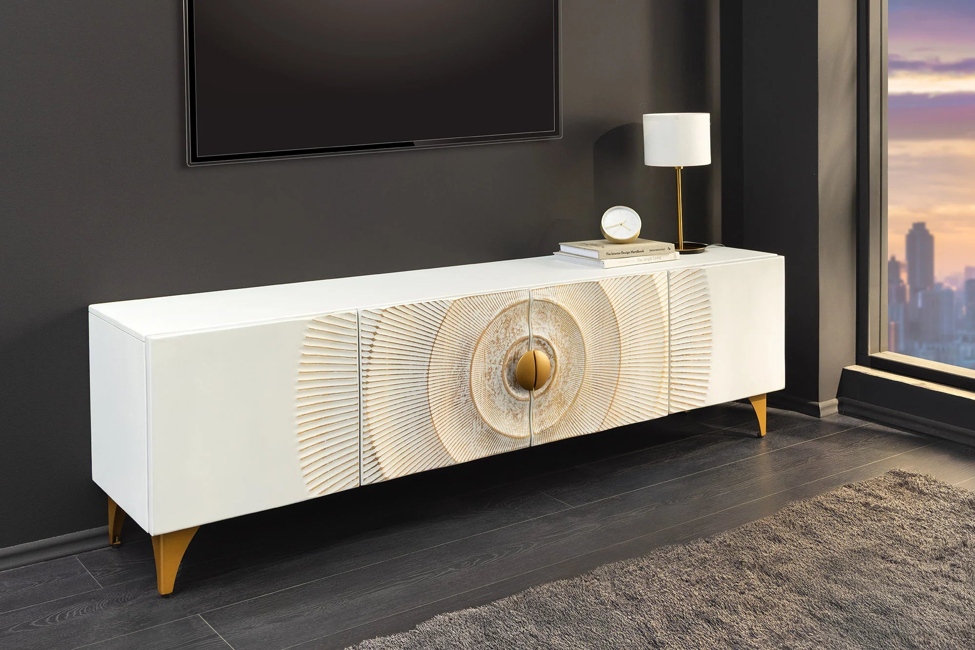 SZAFKA RTV SUNSET MANGO BIAŁA 180 CM / 48411 / INVICTA INTERIOR