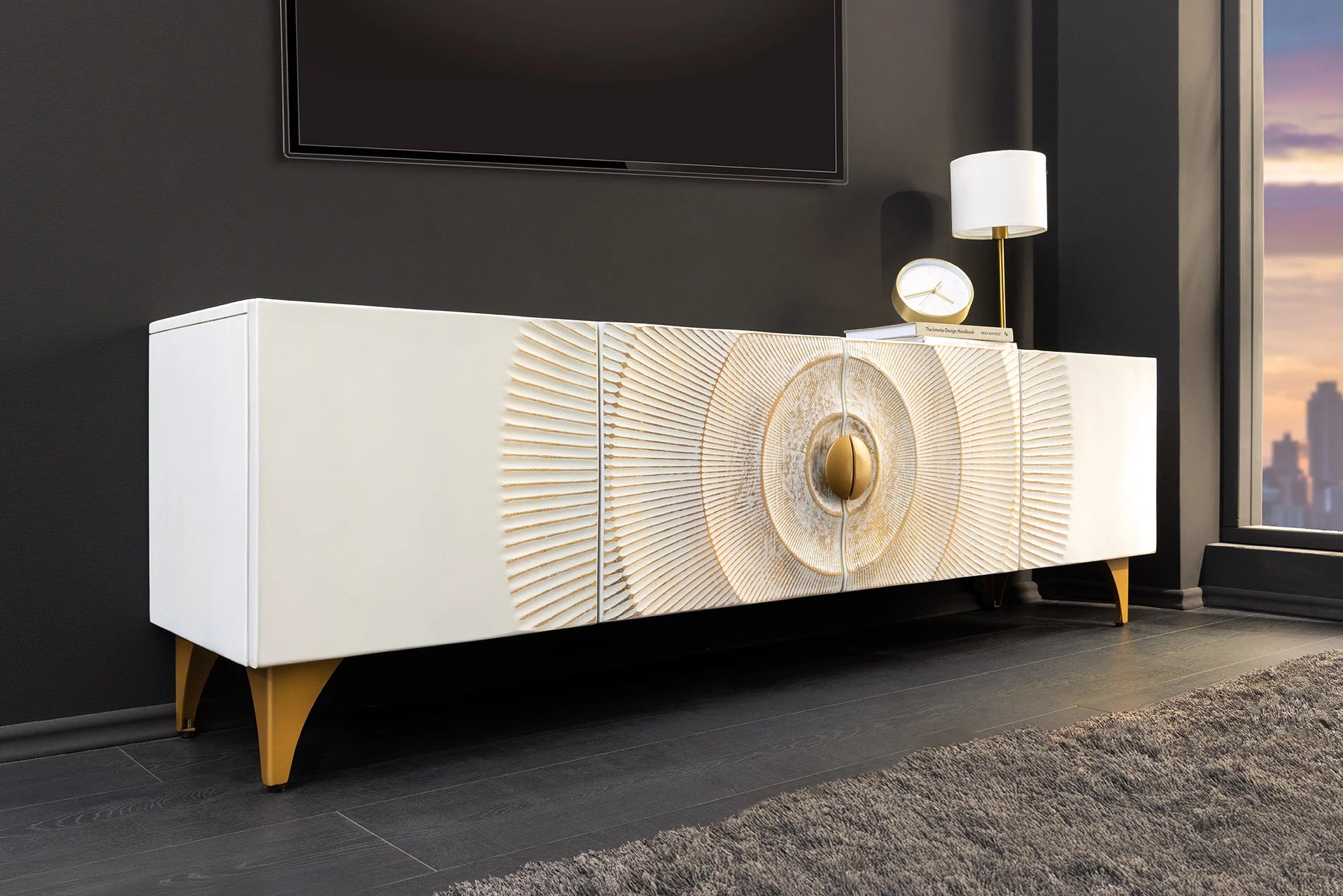 SZAFKA RTV SUNSET MANGO BIAŁA 180 CM / 48411 / INVICTA INTERIOR