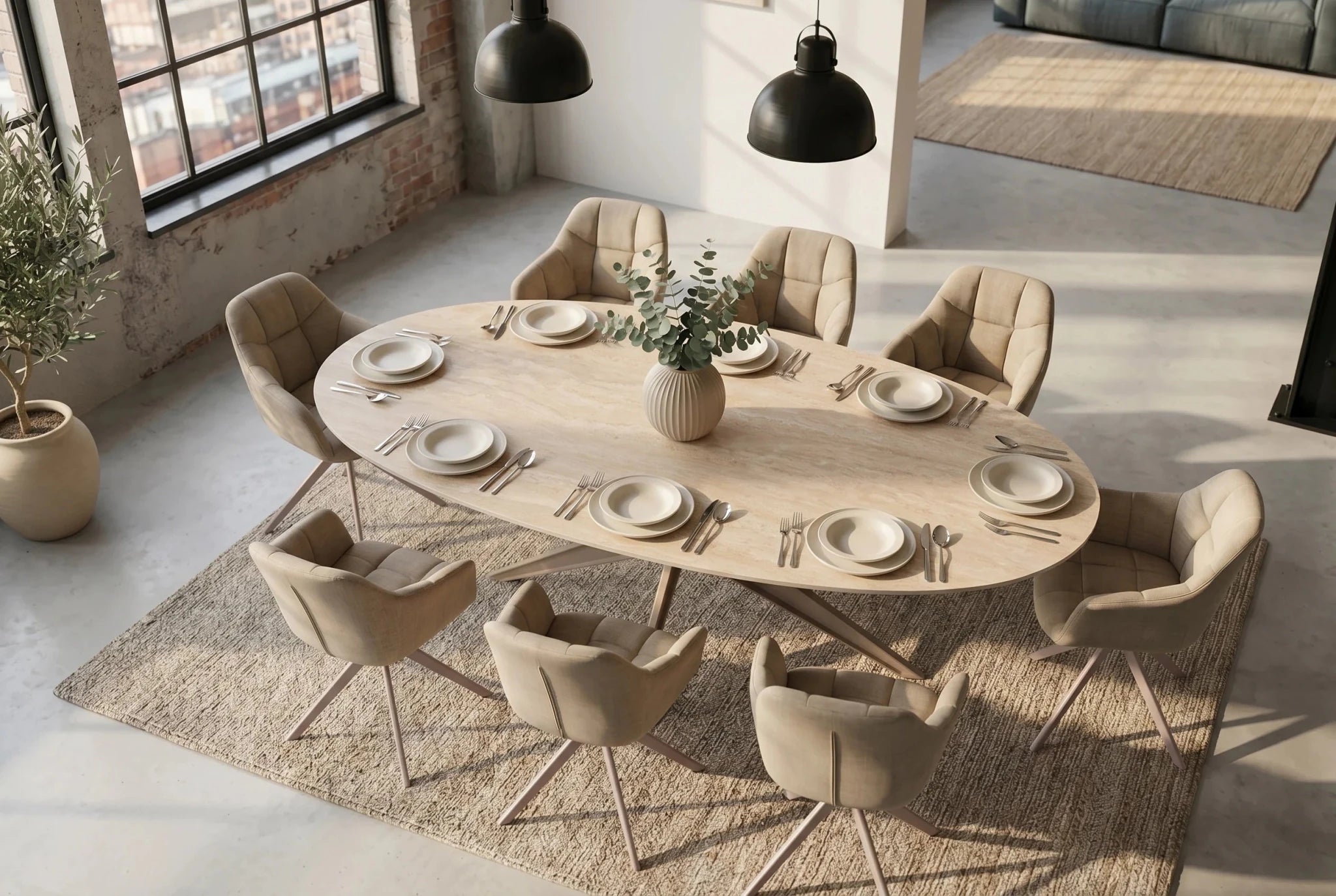 STÓŁ DO SALONU TRAVERTIN / CERAMICZNY BLAT/ / 48532 / INVICTA INTERIOR