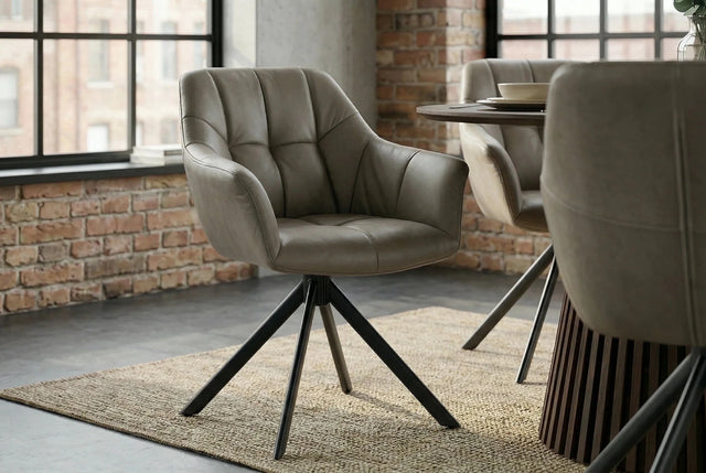 KRZESŁO OBROTOWE PAPILLON SKÓRA TAUPE / 48674 / INVICTA INTERIOR