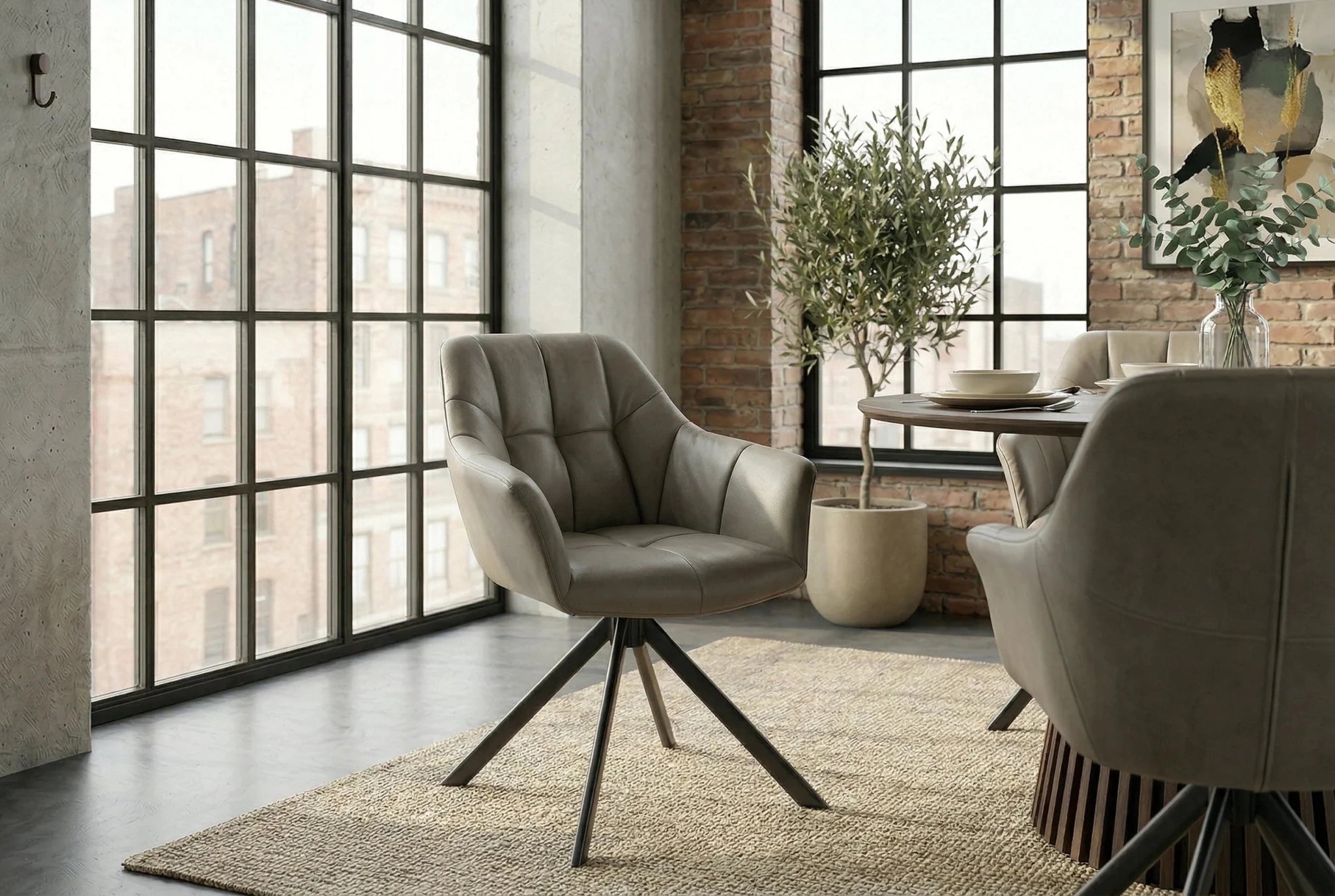 KRZESŁO OBROTOWE PAPILLON SKÓRA TAUPE / 48674 / INVICTA INTERIOR