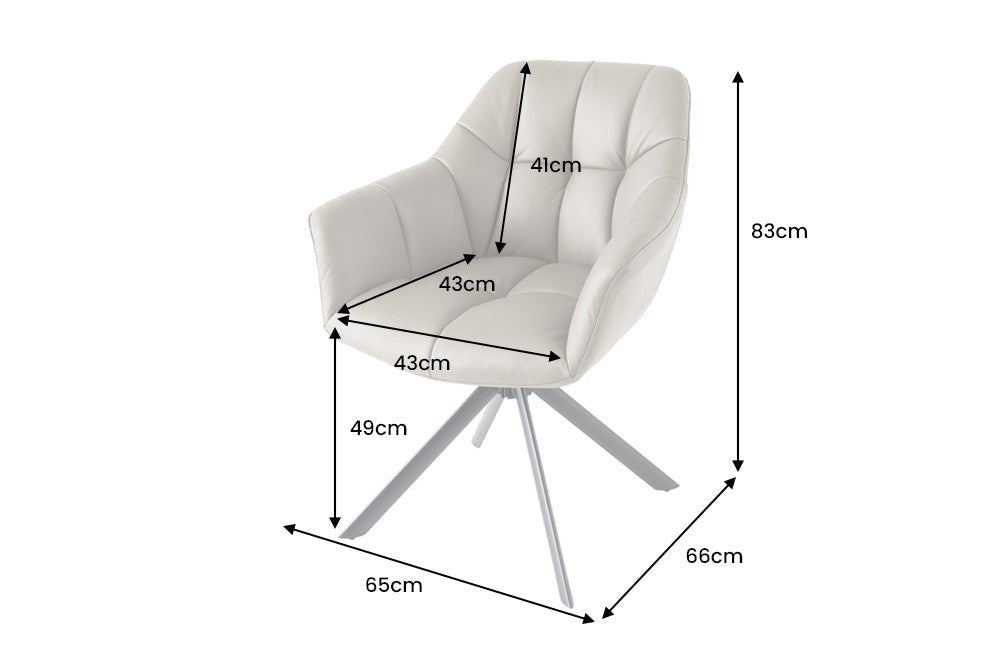 KRZESŁO OBROTOWE PAPILLON SKÓRA TAUPE / 48674 / INVICTA INTERIOR