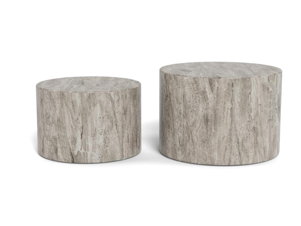 Komplet okrągłych stolików Dice grey marble River w dwóch rozmiarach
