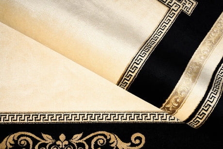 Dywan do holu z meandrem Versace + ornamenty czarny 80/300