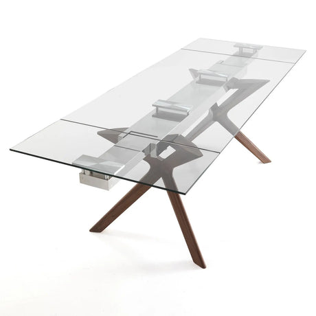 WŁOSKI STÓŁ ROZKŁADANY ZE SZKLANYM BLATEM BRAN 160 (200-240) CM / 5857 / TM TM
