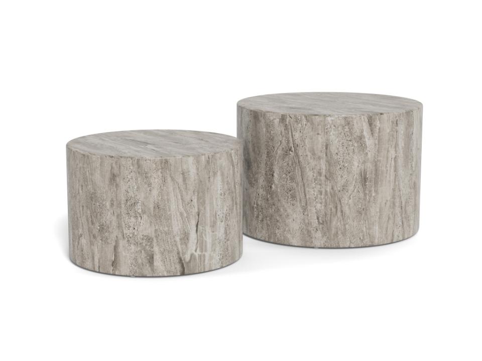 Komplet okrągłych stolików Dice grey marble River w dwóch rozmiarach