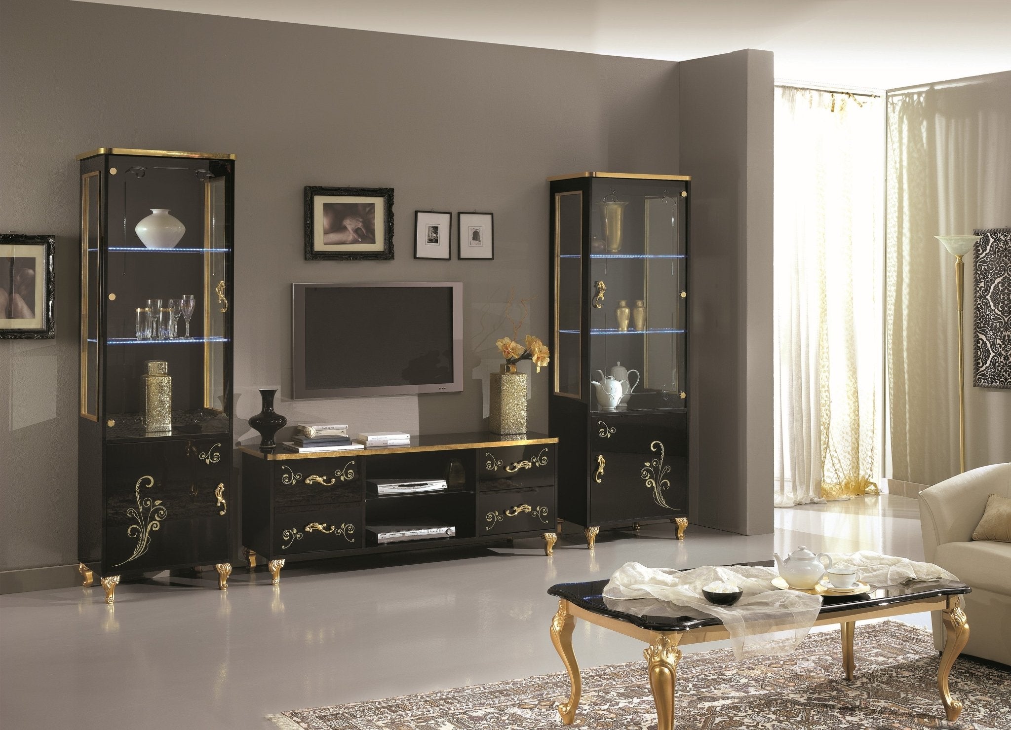 WŁOSKI NOWOCESNY STOLIK KAWOWY SOFIA DO SALONU CZARNY / BC