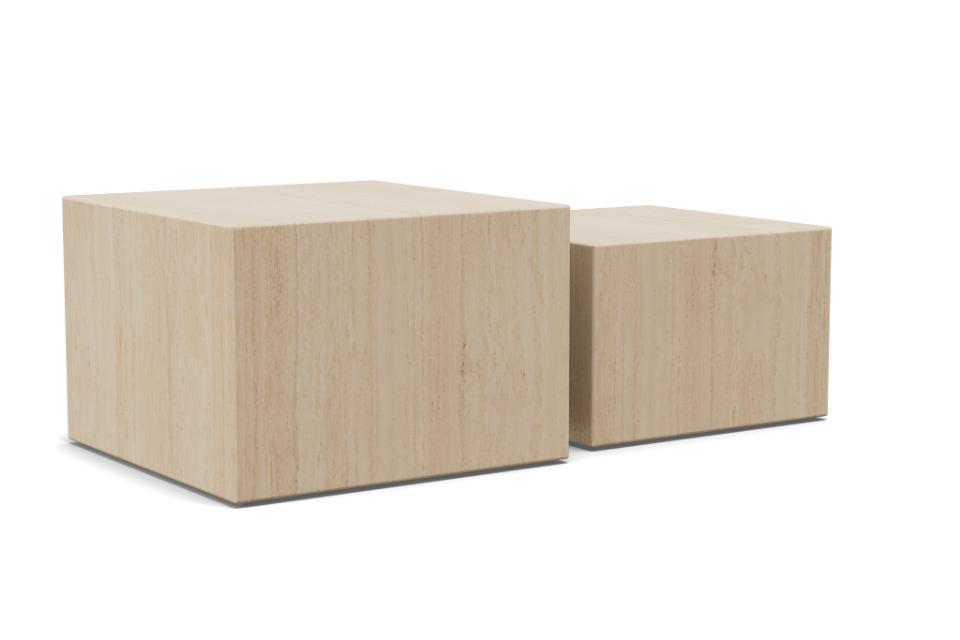 Kwadratowe stoliki kawowe Dice 2 sztuki w jasnym dekorze travertine