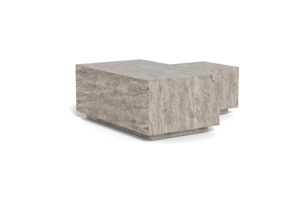 Nowoczesny zestaw stolików kawowych Dice grey marble River w geometrycznej formie