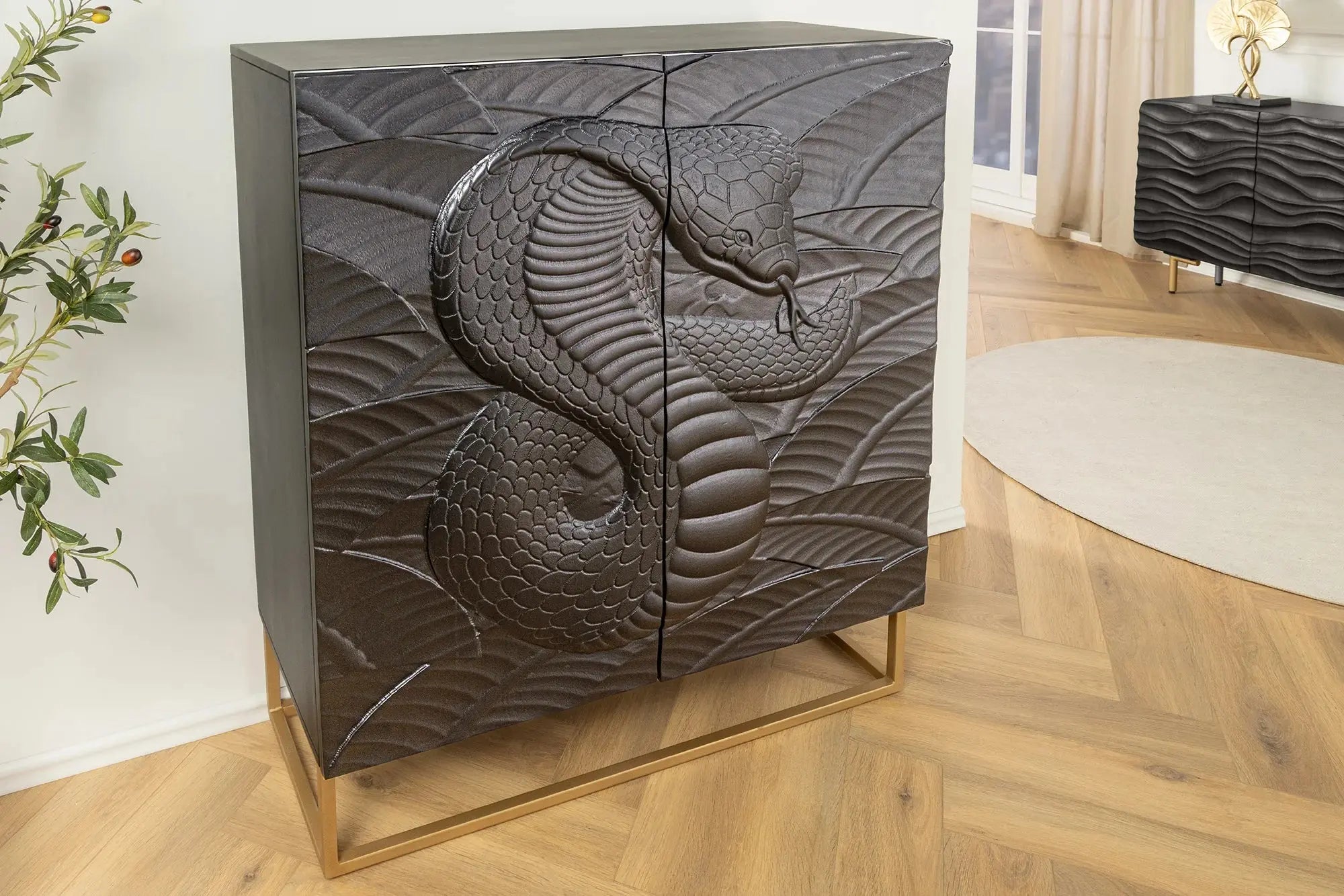 KOMODA SNAKE MANGO  CZARNA 120 CM / 45633 / INVICTA INTERIOR Invicta Interior