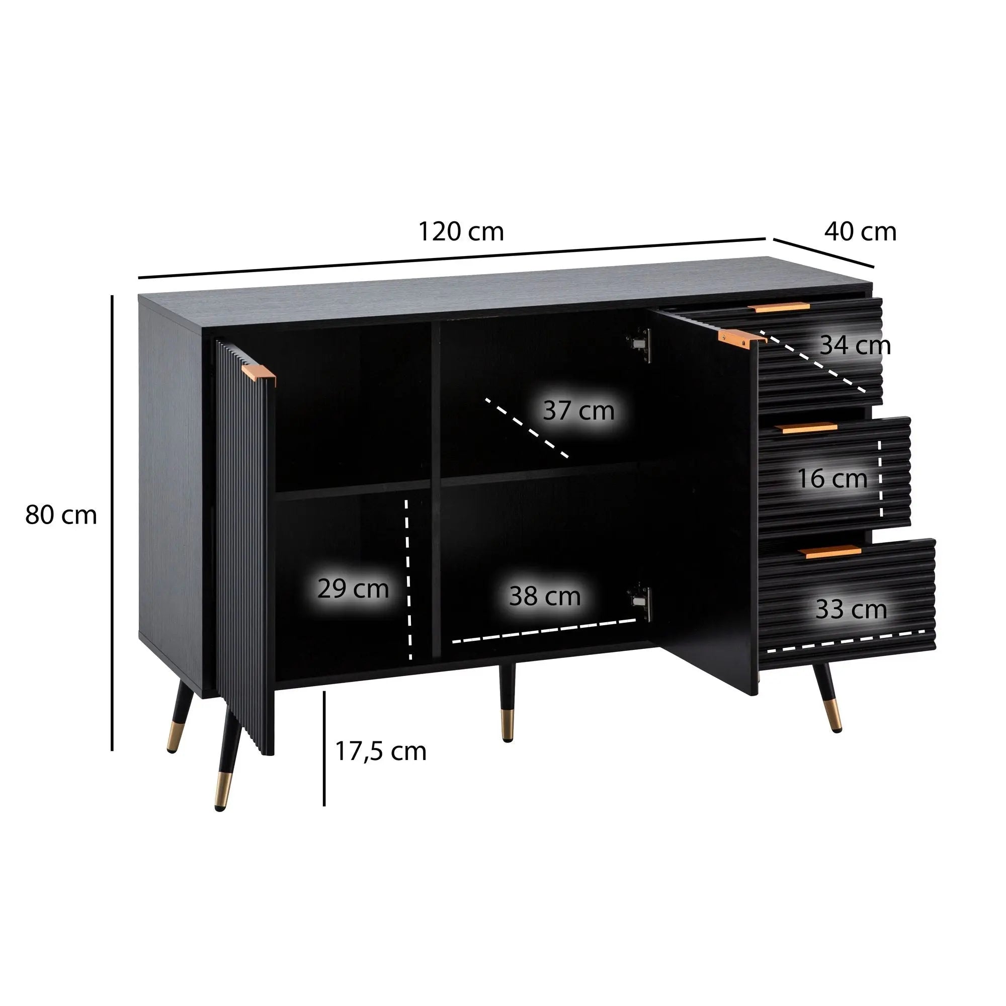 KOMODA WOHNLING OPTYKA CZARNY DĄB 120 CM / WL6.882 WOHNLING