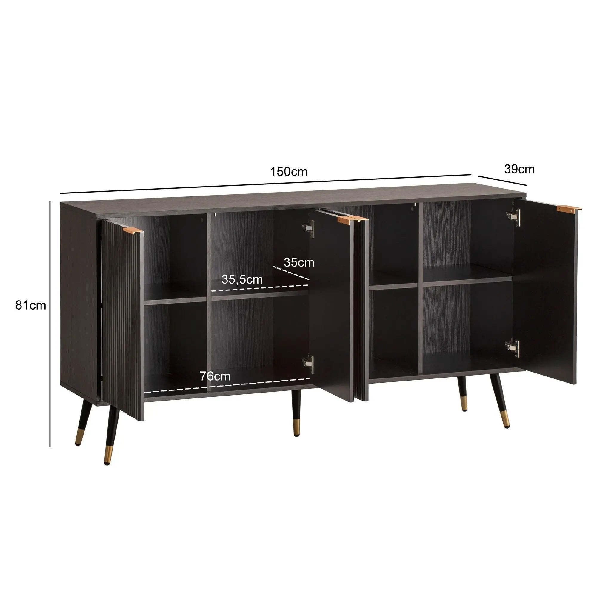 KOMODA WOHNLING OPTYKA CZARNY DĄB 150 CM / WL6.885 WOHNLING