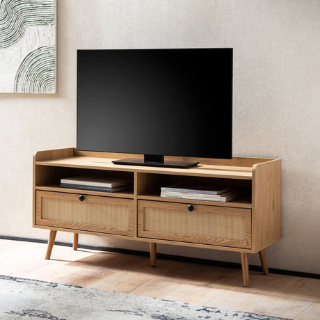 SZAFKA RTV WOHNLING 120 CM OPTYKA DĄB / RATAN / WL6.887 WOHNLING