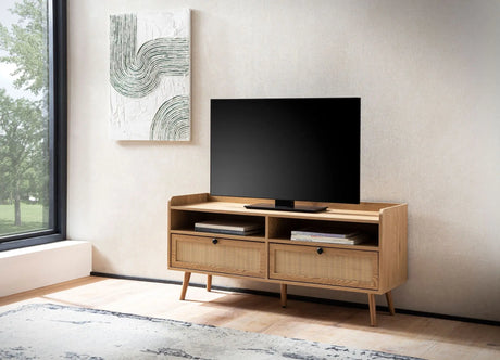 SZAFKA RTV WOHNLING 120 CM OPTYKA DĄB / RATAN / WL6.887 WOHNLING