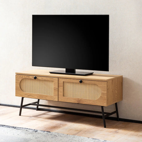 SZAFKA RTV WOHNLING 100 CM OPTYKA DĄB / RATAN / WL6.889 WOHNLING