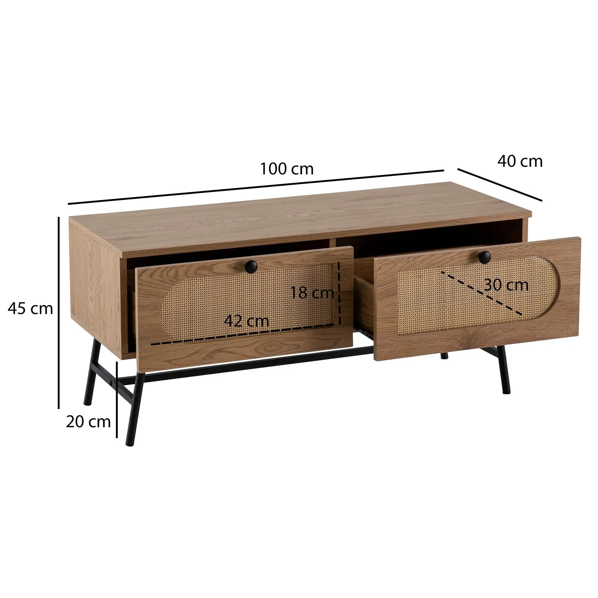 SZAFKA RTV WOHNLING 100 CM OPTYKA DĄB / RATAN / WL6.889 WOHNLING