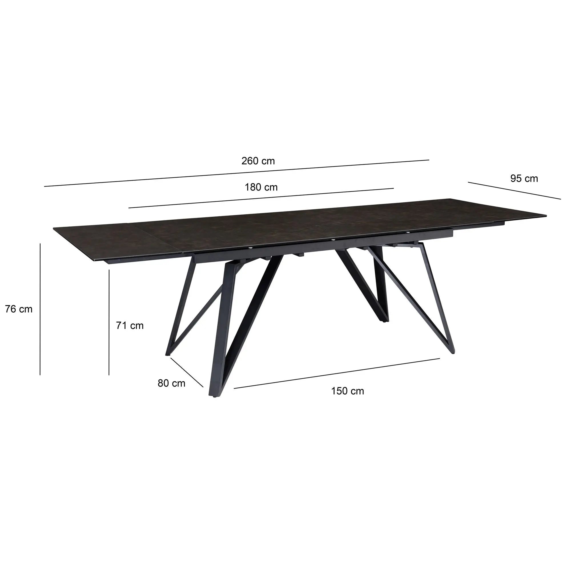 STÓŁ DO JADALNI ROZKŁADANY WOHNLING Z CERAMICZNYM BLATEM 180 - 260 CM / WL7.150 WOHNLING