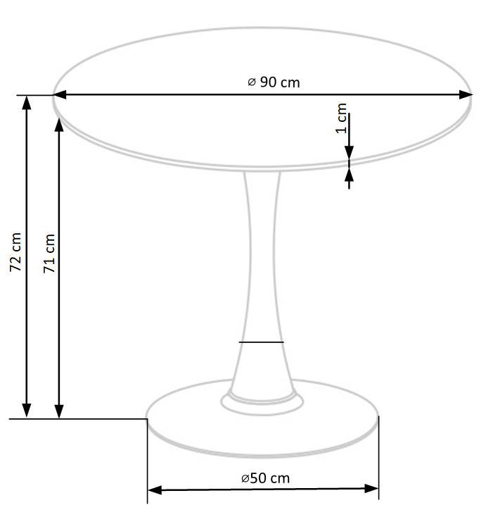 AMBROSIO stół okrągły ze szklanym blatem 90 cm / HAL
