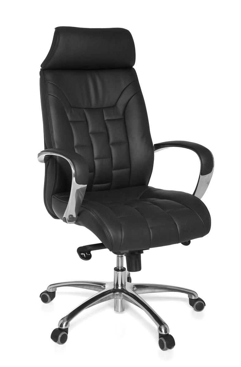 AMSTYLE FOTEL BIUROWY  NATURALNA SKÓRA CZARNY /  SPM1.158