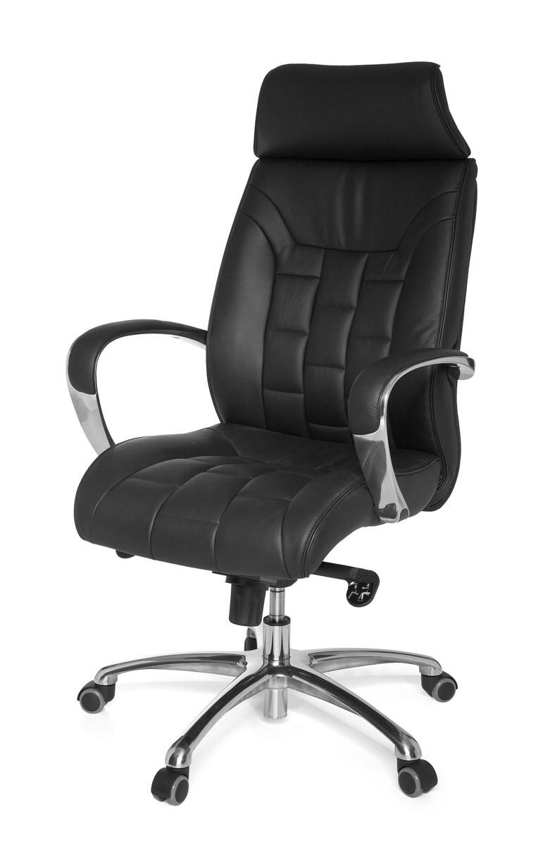 AMSTYLE FOTEL BIUROWY  NATURALNA SKÓRA CZARNY /  SPM1.158