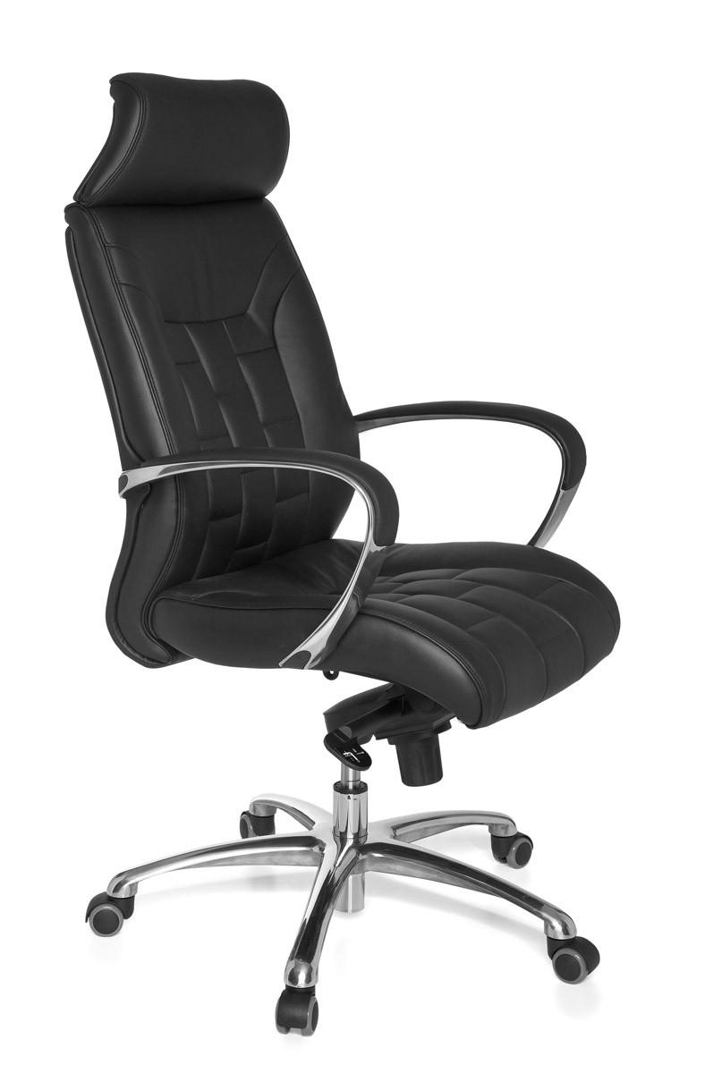 AMSTYLE FOTEL BIUROWY  NATURALNA SKÓRA CZARNY /  SPM1.158