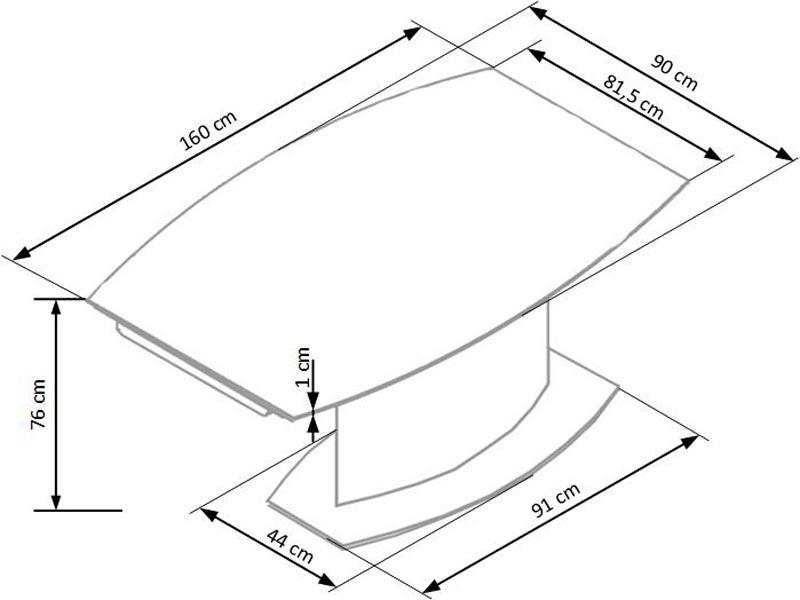 ANDERSON stół biało-czarny z rozkładanym blatem 160 (250) cm / HAL