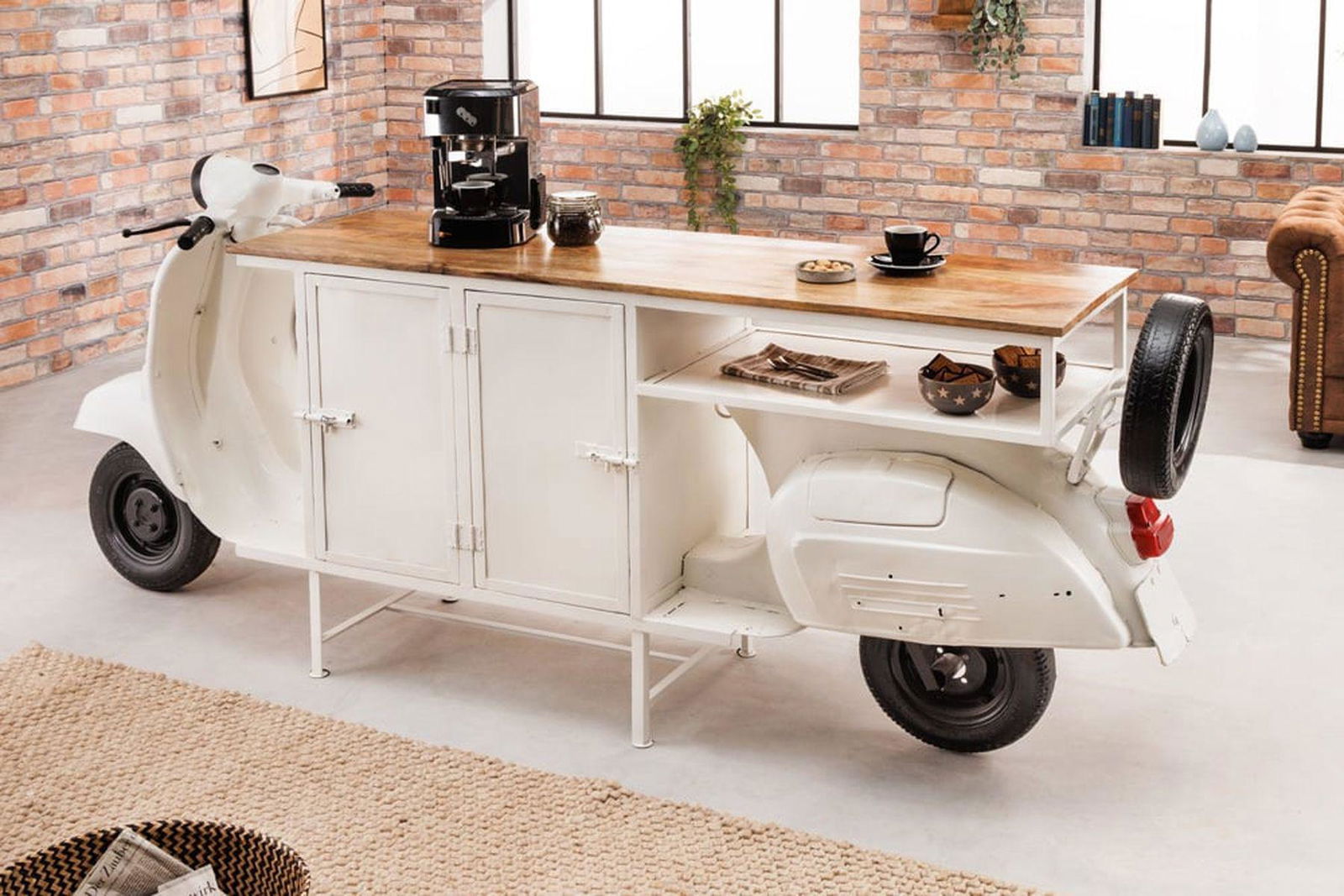 BAREK BIAŁY SCOOTER DREWNO / 42104  / INVICTA INTERIOR