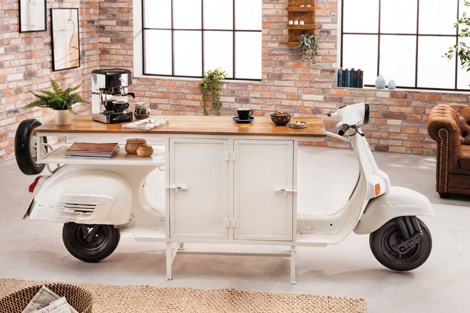 BAREK BIAŁY SCOOTER DREWNO / 42104  / INVICTA INTERIOR