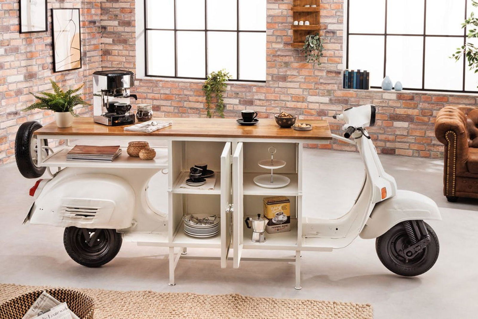 BAREK BIAŁY SCOOTER DREWNO / 42104  / INVICTA INTERIOR