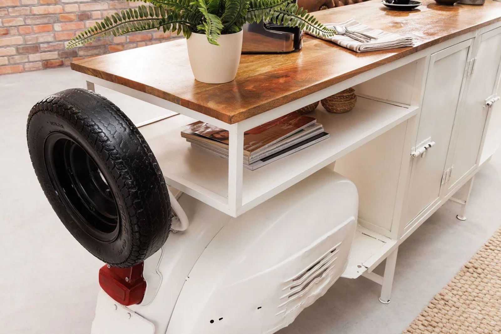 BAREK BIAŁY SCOOTER DREWNO / 42104  / INVICTA INTERIOR