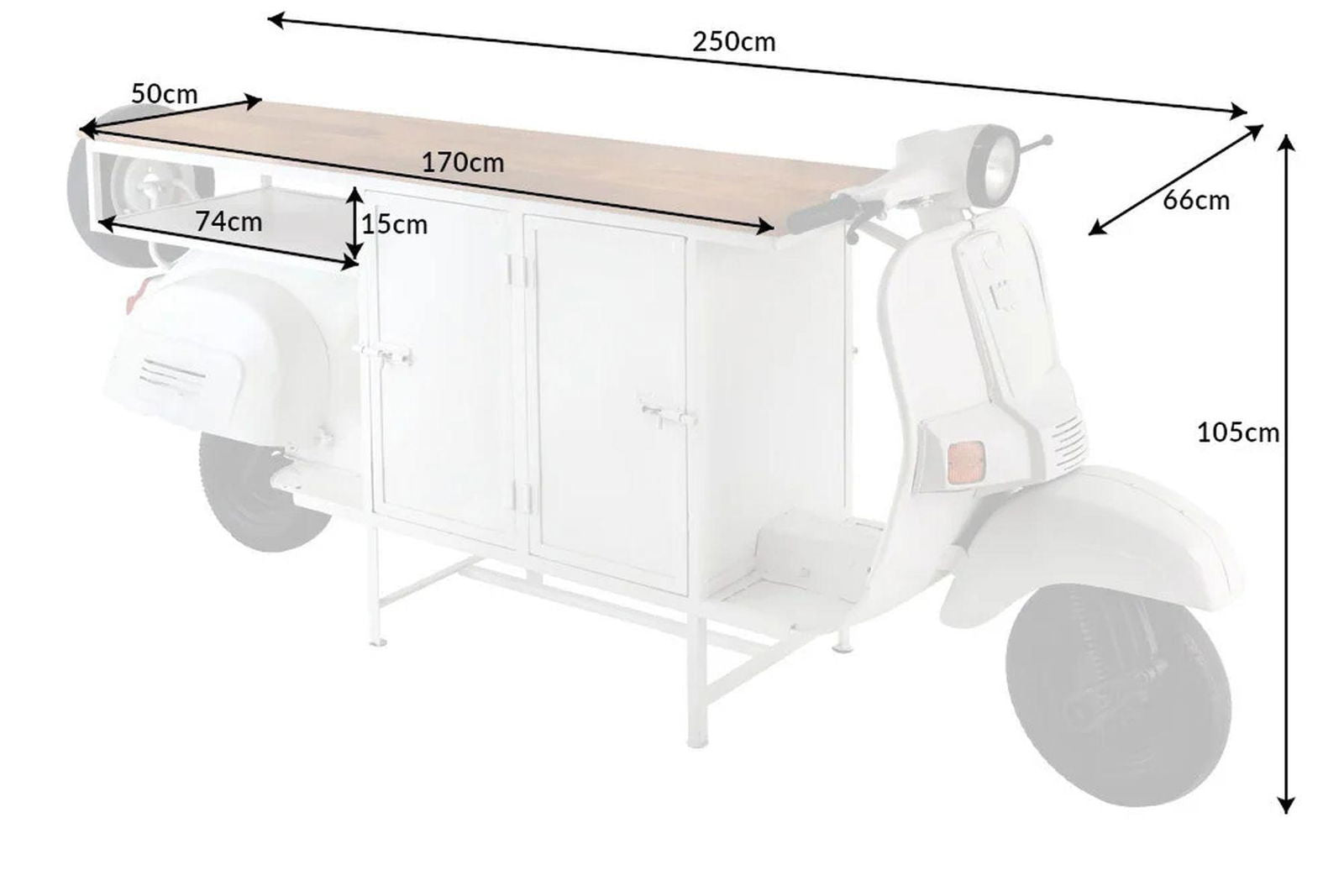 BAREK BIAŁY SCOOTER DREWNO / 42104  / INVICTA INTERIOR